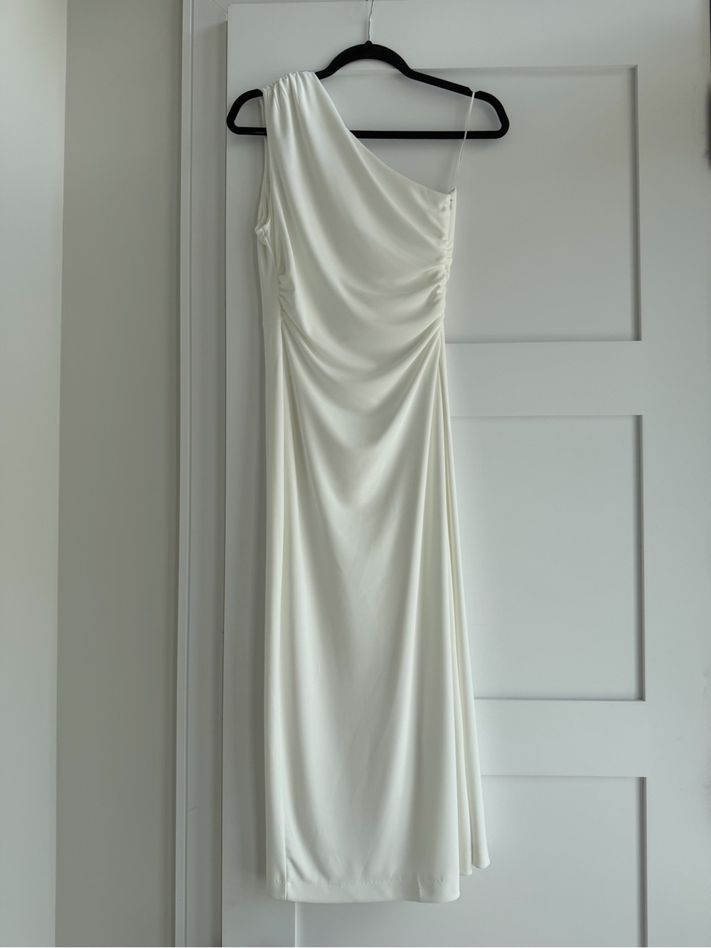 Zara White Draped One-Shoulder Dress